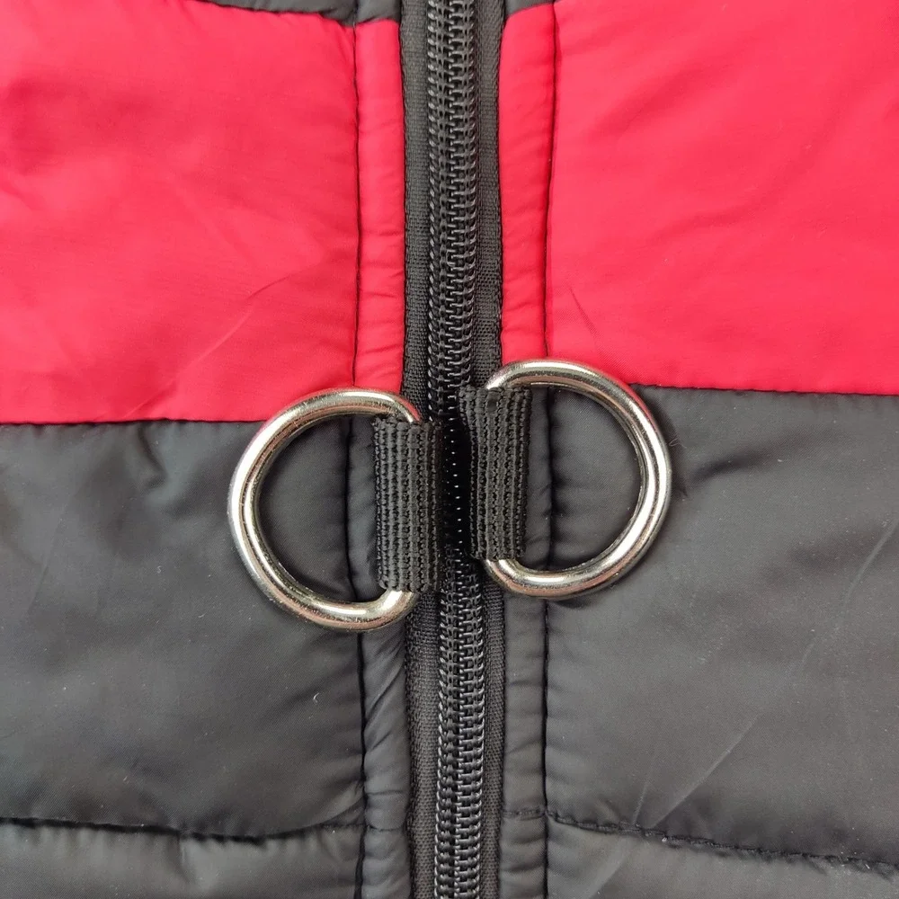 Unbranded Dog Jacket Unisex Medium Black Red Puffer Vest Harness D-Rings Quilted